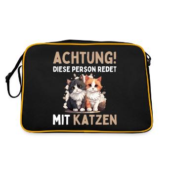 ATTENTION THIS PERSON IS TALKING TO CATS Funny things - Retro Bag - black/gold - Back