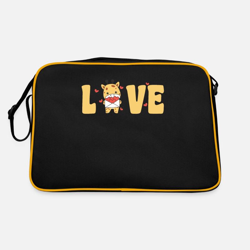Girafe pour la Saint-Valentin Animaux mignons avec des cœurs Sac Retro