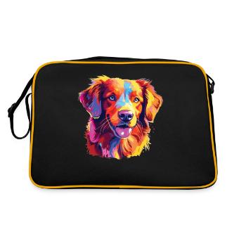 Watercolor Colorful Nova Scotia Duck Tolling - Retro Bag - black/gold - Back