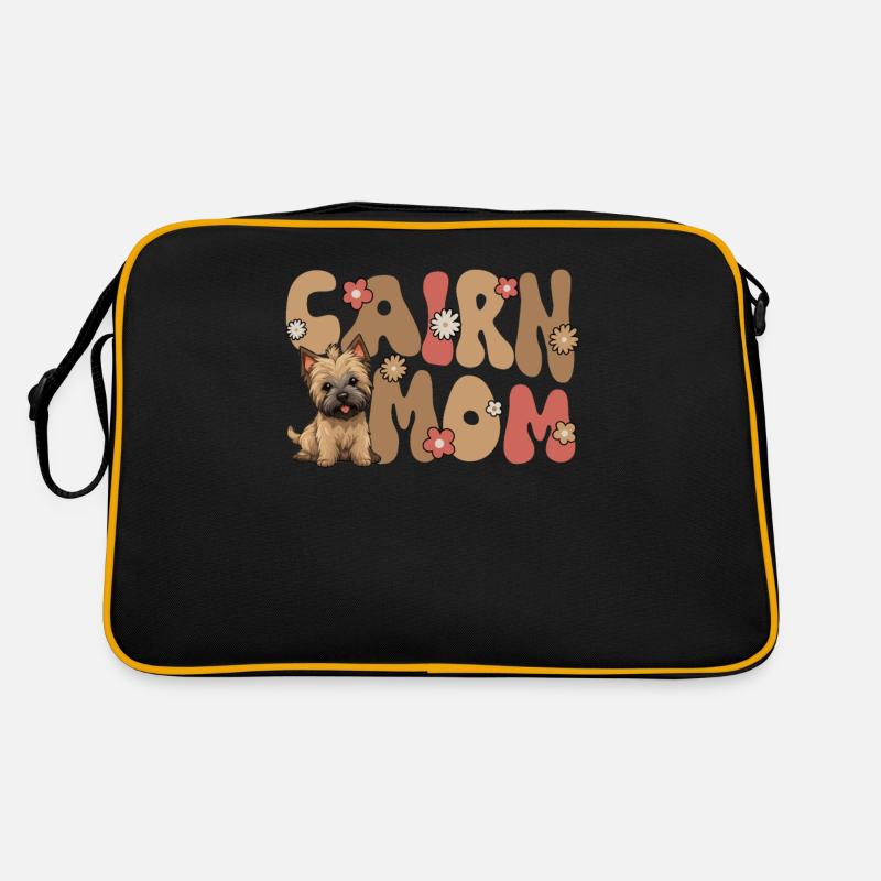 Cairn Terrier Groovy Cairn Mom - Retro Tasche - Schwarz/Gold
