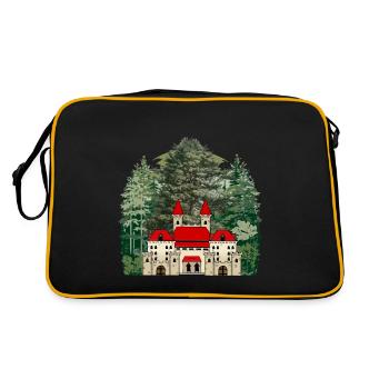 Burg Märchen Schloss Festung Mittelalter Immobilie - Retro Tasche - Schwarz/Gold - Hinten