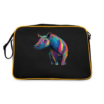 Wasserfarben Farbenfrohes Tapir bunte Tiere - Retro Tasche - Schwarz/Gold - Hinten