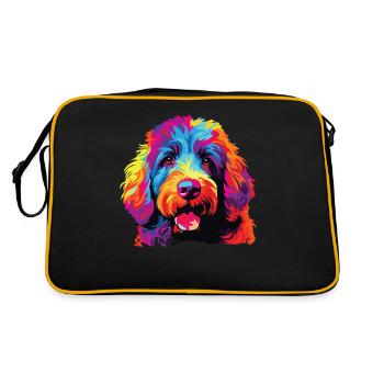 Watercolor Colorful Spanish Water Dog - Retro Bag - black/gold - Back