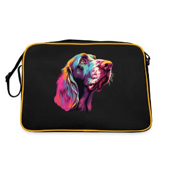 Wasserfarben Farbenfroher Spinone Italiano - Retro Tasche - Schwarz/Gold - Hinten