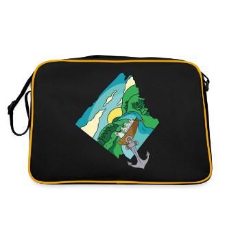 Granny Chicken Boat Down the Brook Fantasy Poultry Excursion - Retro Bag - black/gold - Back