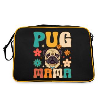 Groovy Pug Mom Female Dog Lover - Retro Bag - black/gold - Back