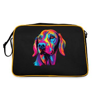 Watercolor Colorful Finnish Hound - Retro Bag - black/gold - Back