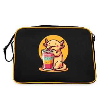 Sommer Smoothie Axolotl - Retro Tasche - Schwarz/Gold - Hinten