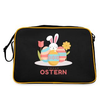 Happy Easter Easter Bunny Happy Easter Easter Motif - Retro Bag - black/gold - Back
