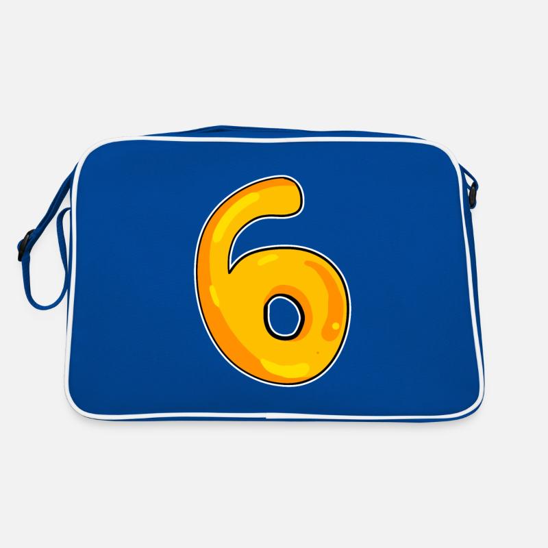 Zahl 6 Nummer Retro Tasche
