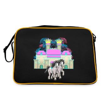 château, conte de fées, cheval, royauté, roi, moyen âge - Sac Retro - noir/or - Dos