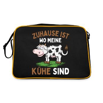 HOME IS WHERE MY COWS ARE! Funny Farmer - Retro Bag - black/gold - Back