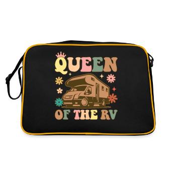Camping Queen Weiblicher Camper Rv Camper Girl - Retro Tasche - Schwarz/Gold - Hinten