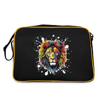 Lion Pop Art Head - Retro Bag - black/gold - Back