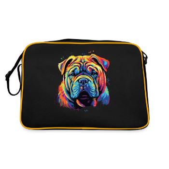 Aquarelle colorée chinoise Shar Pei - Sac Retro - noir/or - Dos