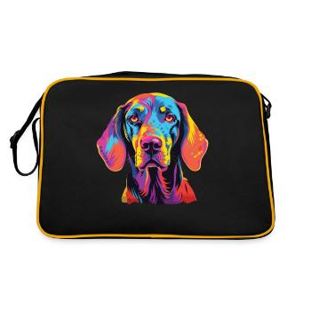Watercolor Colorful Finnish Hound - Retro Bag - black/gold - Back