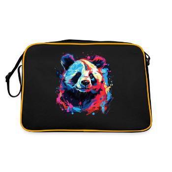 Wasserfarben Farbenfroher Panda bunte Tiere - Retro Tasche - Schwarz/Gold - Hinten