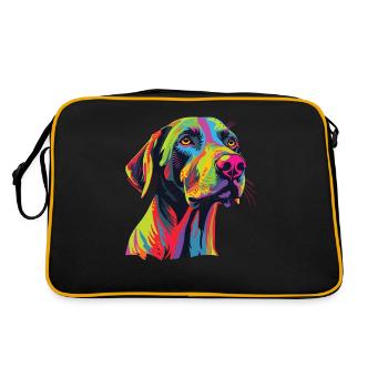 Wasserfarben Farbenfroher Plott Hound - Retro Tasche - Schwarz/Gold - Hinten
