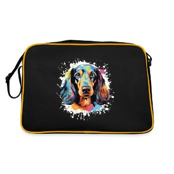 Teckel Tête De Chien Portrait Teckel - Sac Retro - noir/or - Dos
