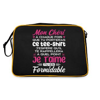 Mon Chéri Je T'aime Tu Es Formidable - Sac Retro - noir/or - Dos