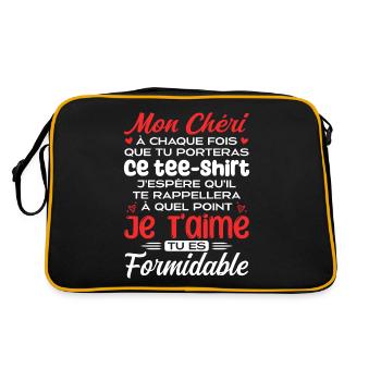Mon Chéri Je T'aime Tu Es Formidable - Sac Retro - noir/or - Dos