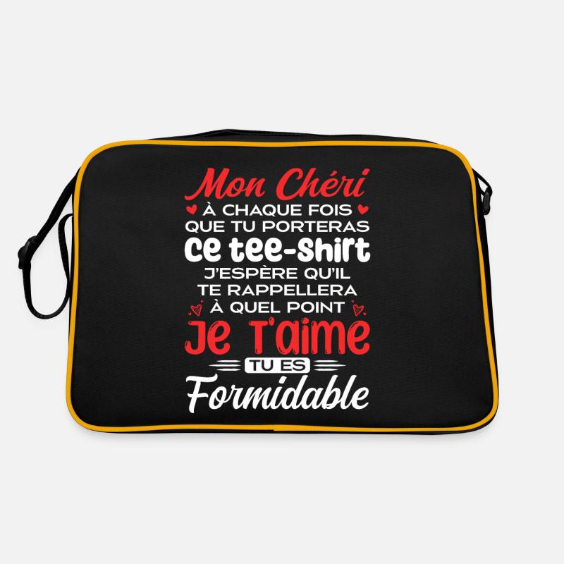 Mon Chéri Je T'aime Tu Es Formidable - Sac Retro - noir/or