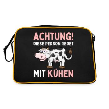 ATTENTION! THIS PERSON IS TALKING TO COWS! Fun - Retro Bag - black/gold - Back