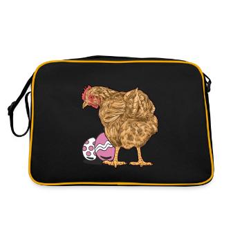 Chicken, Poultry, Poultry, Eggs, Egg, Easter, Easter Egg - Retro Bag - black/gold - Back