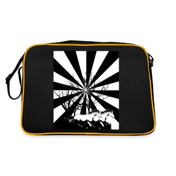 Fantasy Wildpferde Pferd Pferde Pony - Retro Tasche - Schwarz/Gold - Hinten