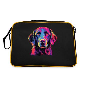 Wasserfarben Farbenfroher Curly Coated Retriever - Retro Tasche - Schwarz/Gold - Hinten