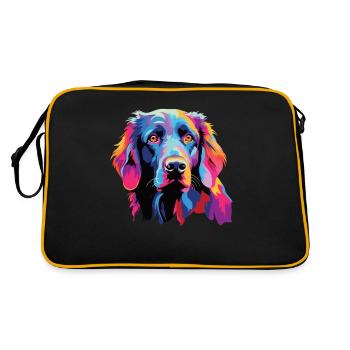 Watercolor Colorful Flat Coated Retriever - Retro Bag - black/gold - Back