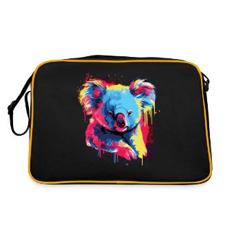 Wasserfarben Farbenfroher Koala bunte Tiere - Retro Tasche - Schwarz/Gold - Hinten