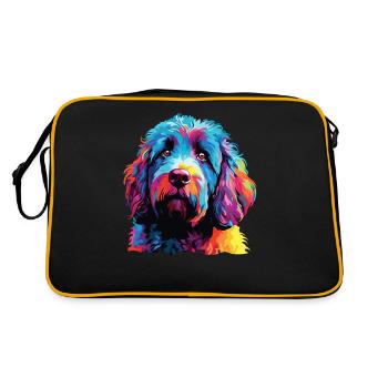 Watercolor Colorful Spanish Water Dog - Retro Bag - black/gold - Back