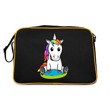 Einhorn Fabelwesen Schwimmreifen Schwimmer Kind - Retro Tasche - Schwarz/Gold - Hinten