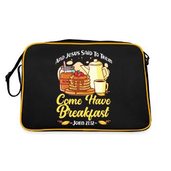 Citation biblique pour enfants amoureux des crêpes - Sac Retro - noir/or - Dos