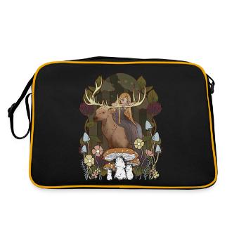 Fairy Tale Fairy Tale Character Girl Forest Nature Deer - Retro Bag - black/gold - Back