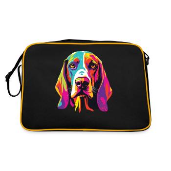 Watercolor Colorful Treeing Walker Coonhound - Retro Bag - black/gold - Back