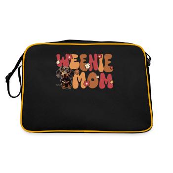 Dackel Groovy Weenie mom - Retro Tasche - Schwarz/Gold - Hinten
