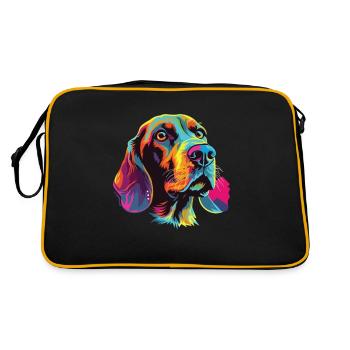 Wasserfarben Farbenfroher Bayerischer - Retro Tasche - Schwarz/Gold - Hinten