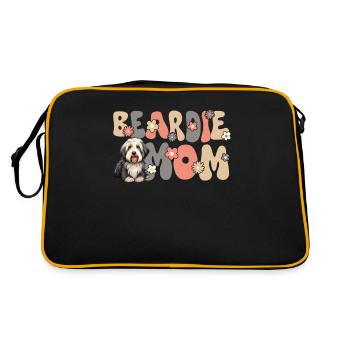 Bearded Collie Groovy Beardie Mom - Retro Bag - black/gold - Back