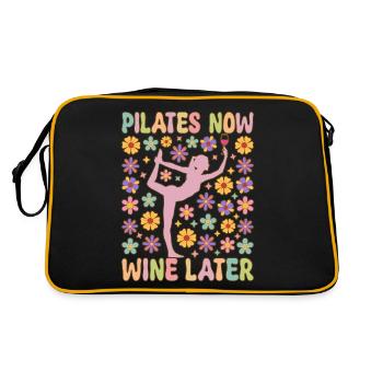 Ausbilderin Yoga Übung Weinliebhaberin - Retro Tasche - Schwarz/Gold - Hinten