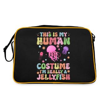 Groovy Ozean Tier - Retro Tasche - Schwarz/Gold - Hinten