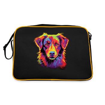Watercolor Colorful Nova Scotia Duck Tolling - Retro Bag - black/gold - Back