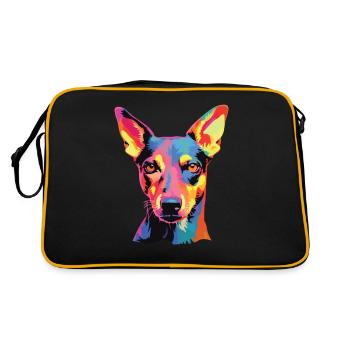 Watercolor Colorful Smooth-haired Fox Terrier - Retro Bag - black/gold - Back