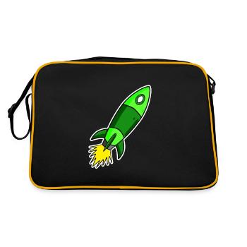 Rocket Motif - Green Rocket - Retro Bag - black/gold - Back