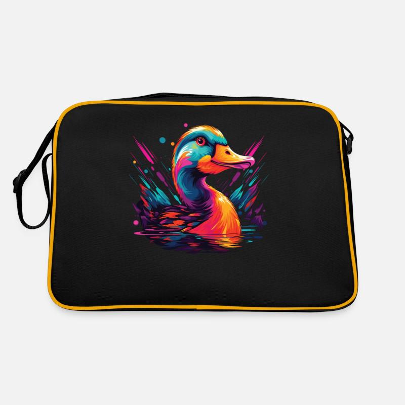Wasserfarben Farbenfrohe Ente bunte Tiere Retro Tasche