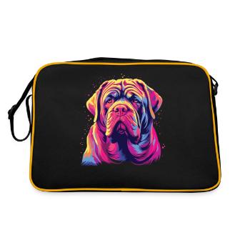 Wasserfarben Farbenfroher Mastino Napoletano - Retro Tasche - Schwarz/Gold - Hinten