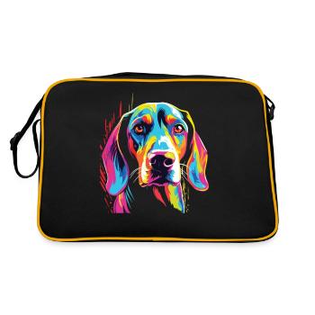Watercolor Colorful Treeing Walker Coonhound - Retro Bag - black/gold - Back