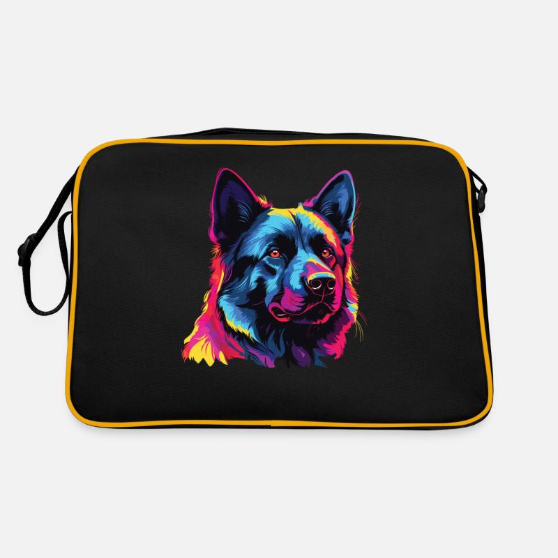 Wasserfarben Farbenfroher Norwegischer Elchhund Retro Tasche