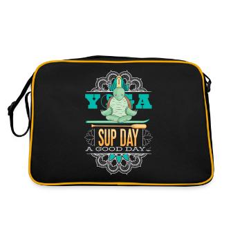 SUP paddleboarding Stand Up Paddle Schildkröte - Retro Tasche - Schwarz/Gold - Hinten